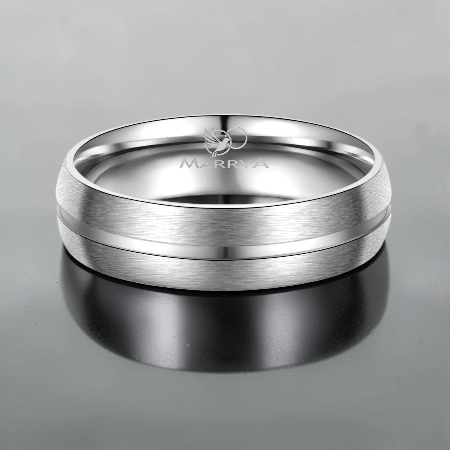 6mm titanium groove ring with matt finish