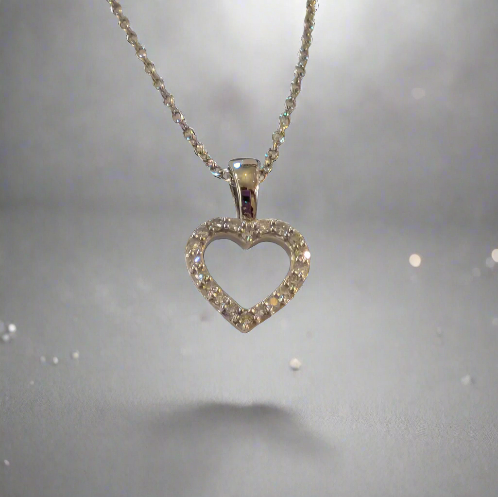 White gold heart pendant set with diamonds - doyledesigndublin