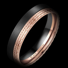 Black titanium and rose gold ring