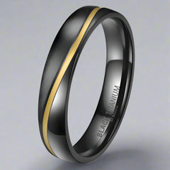 Gold Wave Black Titanium Ring