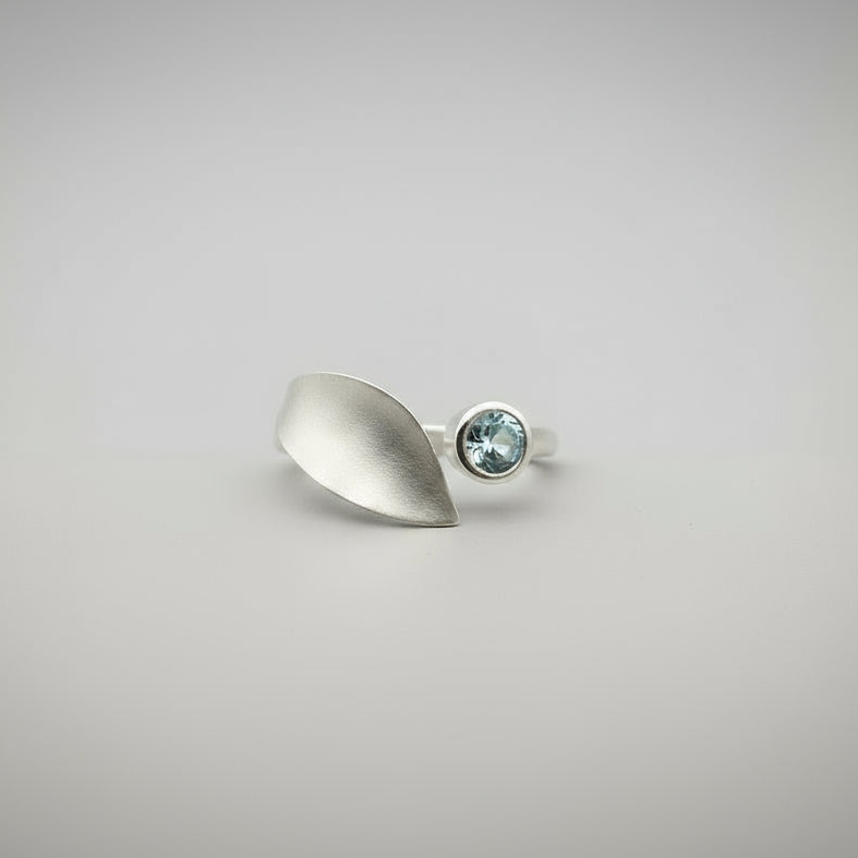 Blue Topaz Leaf Ring