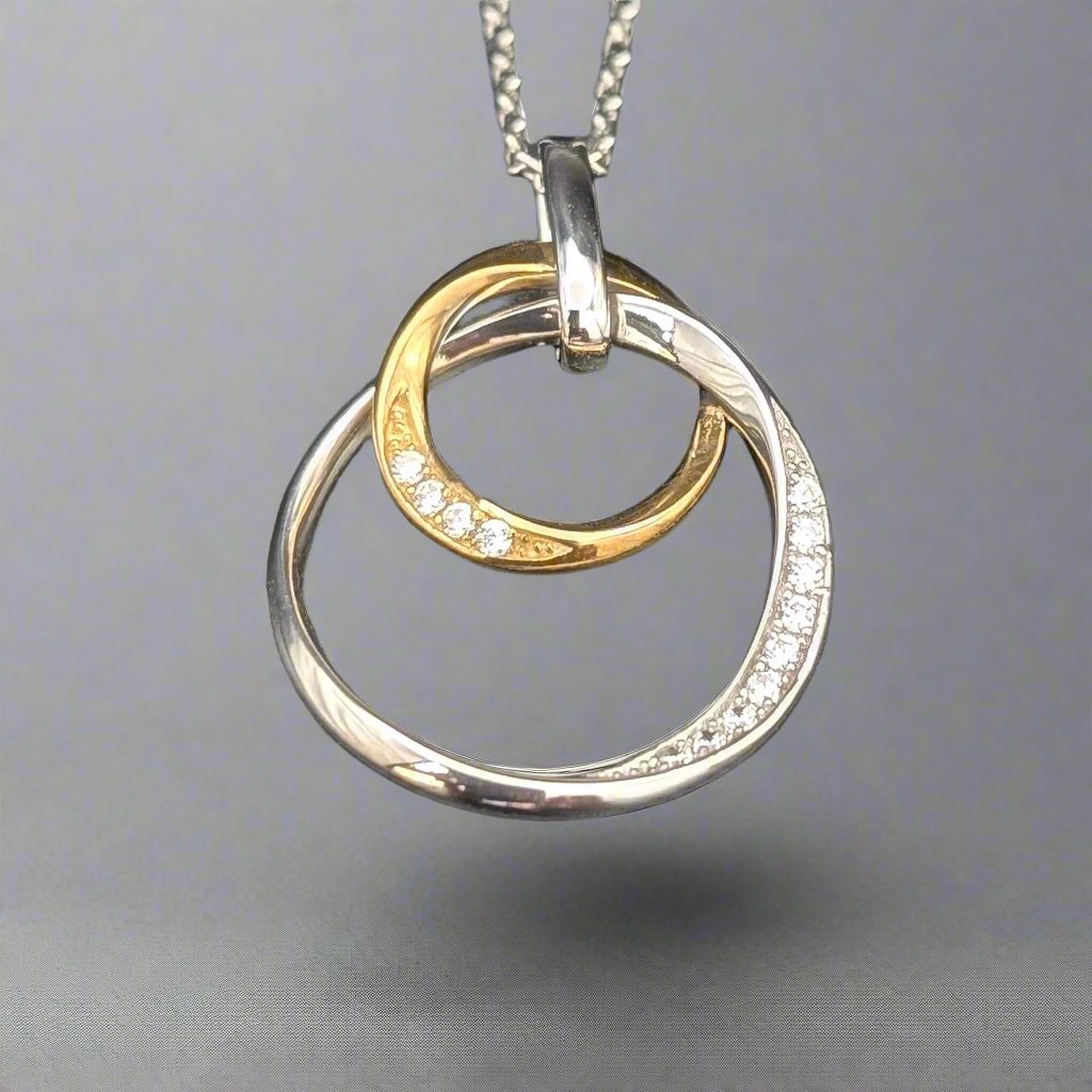 White and yellow gold stone set circled pendant - doyle design dublon