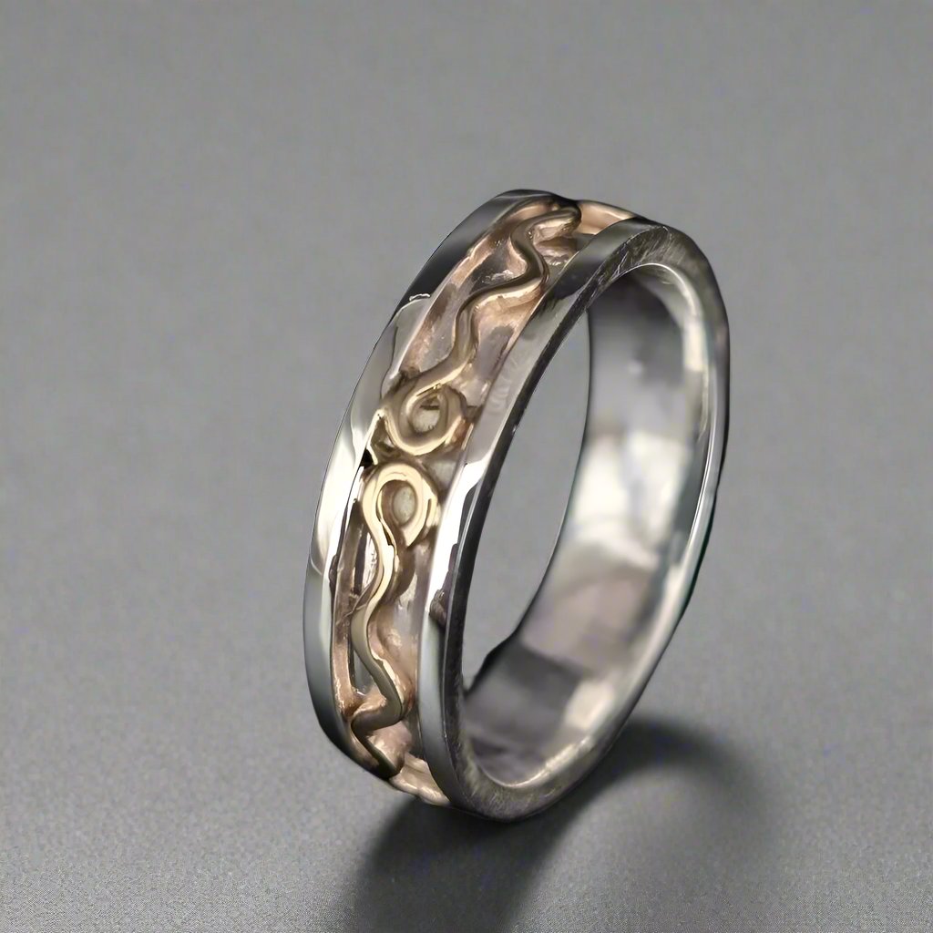 Cycle of life ring - two tone wedding ring - doyle design dublin