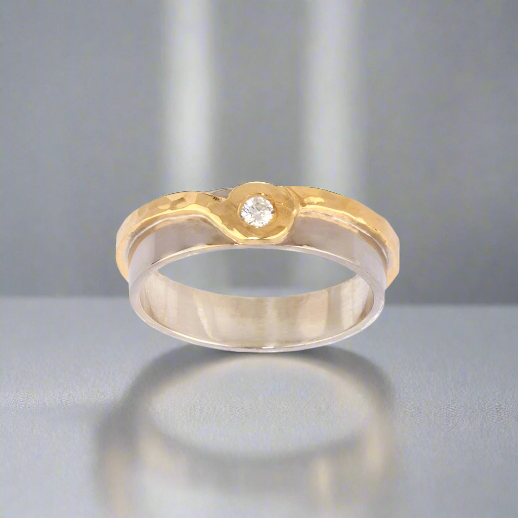 Two Tone Orbed Wedding Ring