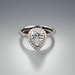 Pear Shaped Diamond Double Halo Ring