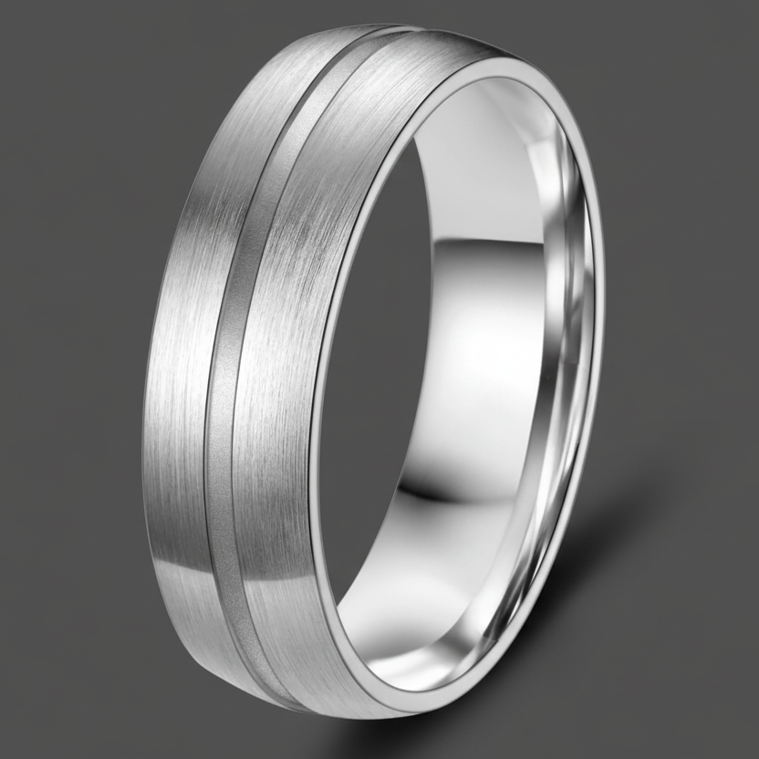 gents titanium ring with groove detail