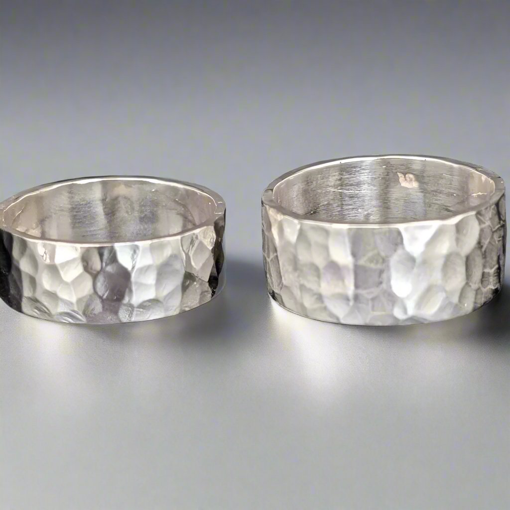 hammered silver rings various widths - doyele design dublin