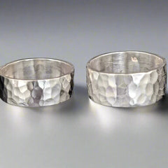 hammered silver rings various widths - doyele design dublin