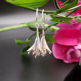 silver and gold fushia earrings- silver and gold drop earrings - doyle design dublin