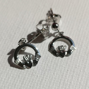 Mini silver claddagh earrings  - doyle design dublin