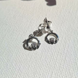 mini silver claddagh drop earring - doyle deisgn dublin