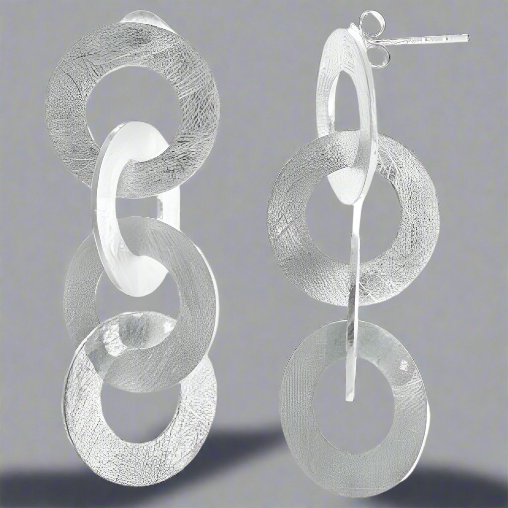 silver circled linked earrings - doyle design dublin