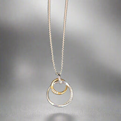 Circled Pendant in White and Yellow Gold