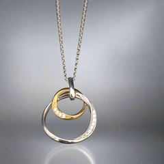 Circled Pendant in White and Yellow Gold