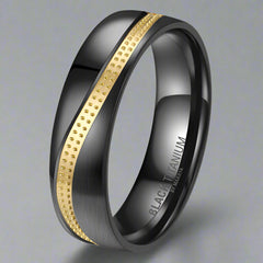 Obsidian Wave - Black Titanium and 14ct Yellow Gold Ring