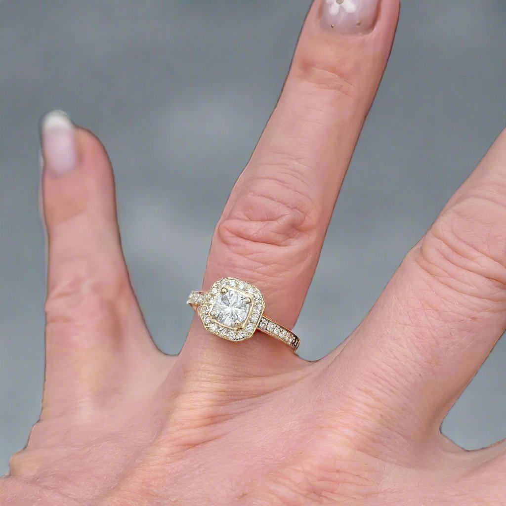 Saoirse Diamond Halo Engagement RIng