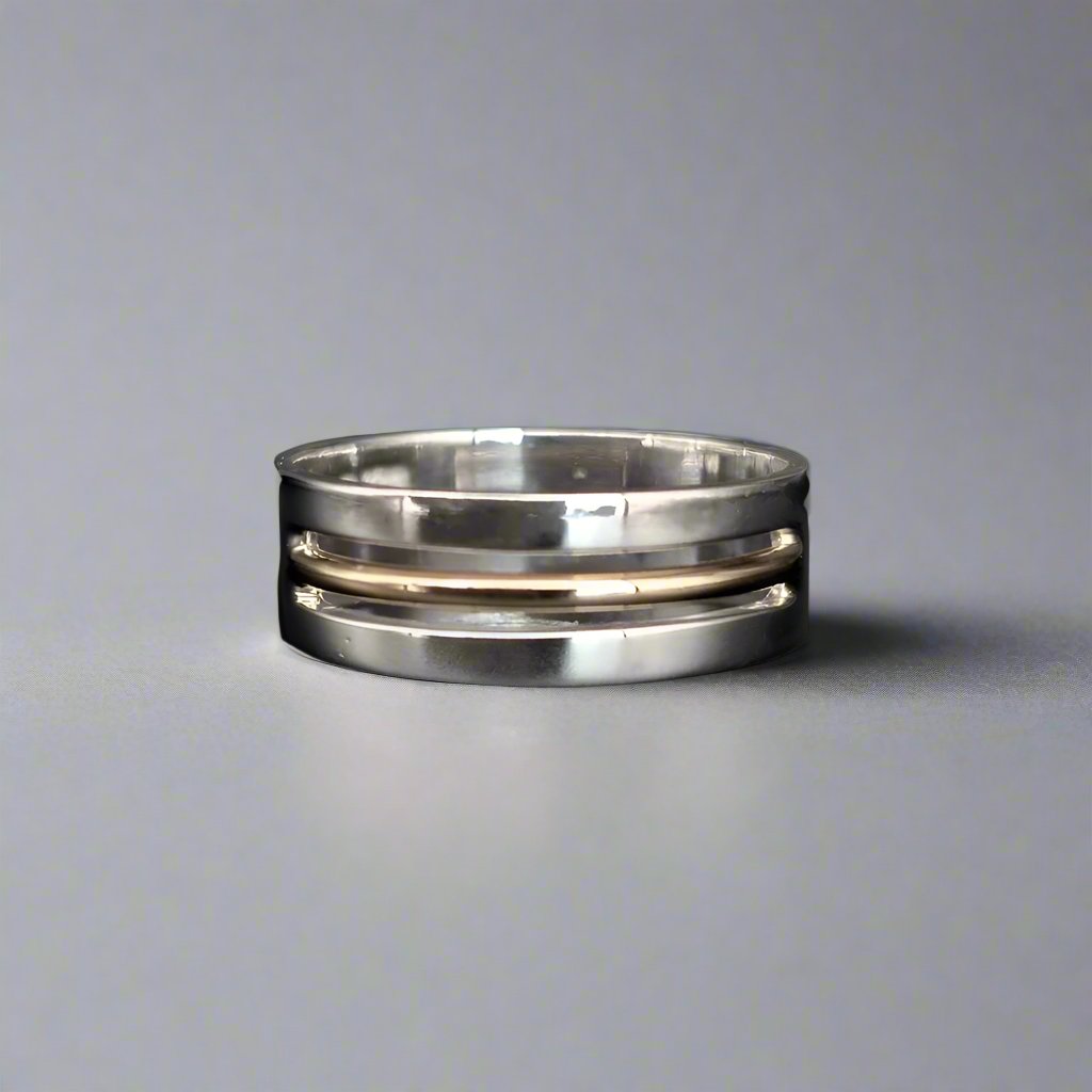 Straight Bar RIng - Two tone wedding ring - Doyle Design Dublin