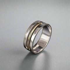 Straight bar ring - white and yellow gold wedding rign - Doyle Design Dublin