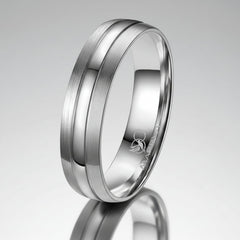 Titanium ring with a brushed finish on a white background