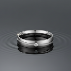 Grey titanium ring set with diamon