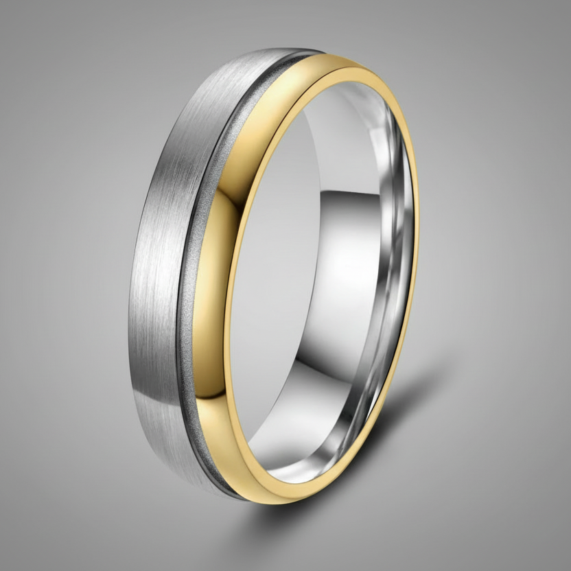 Titanium Offset Groove Ring with 14 ct yellow Wall – Doyle Design ...
