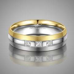 two tone titanm ring set with three diamonds