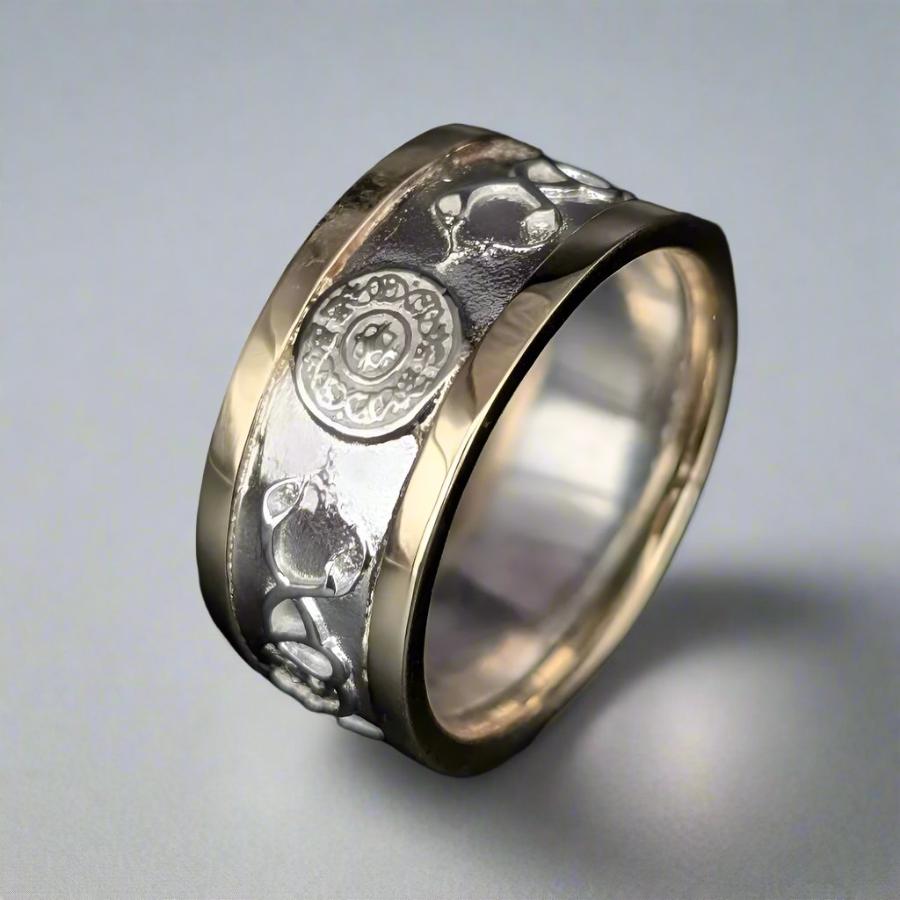 two tone silver and yellow gold ring