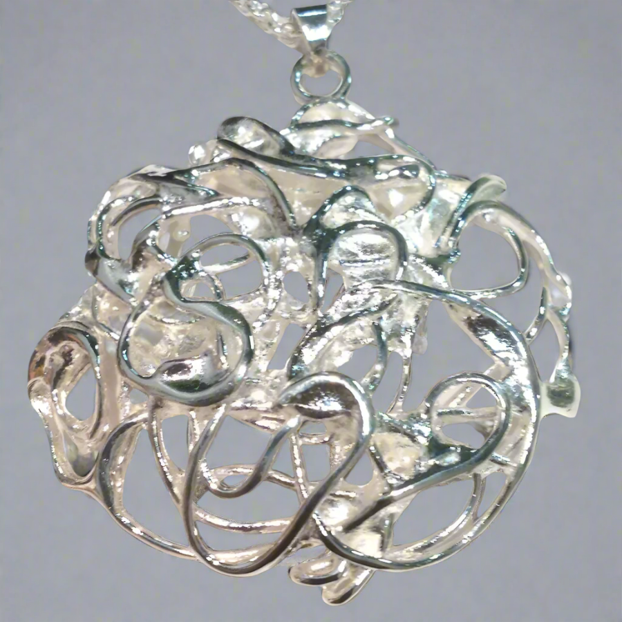 Wicker Pendant - Sterling Silver