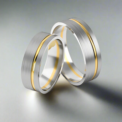 6mm Two Tone Offset Groove Ring (Flat)