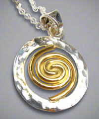 Spiral of Life Circle Pendant (Gold Vermeil Spiral) Large