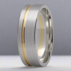 6mm Two Tone Offset Groove Ring (Flat)