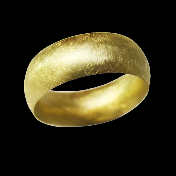 Gold Wedding Ring Court Shape with Random Scratch Finish
