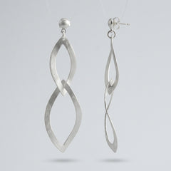 silver brushed long earrings