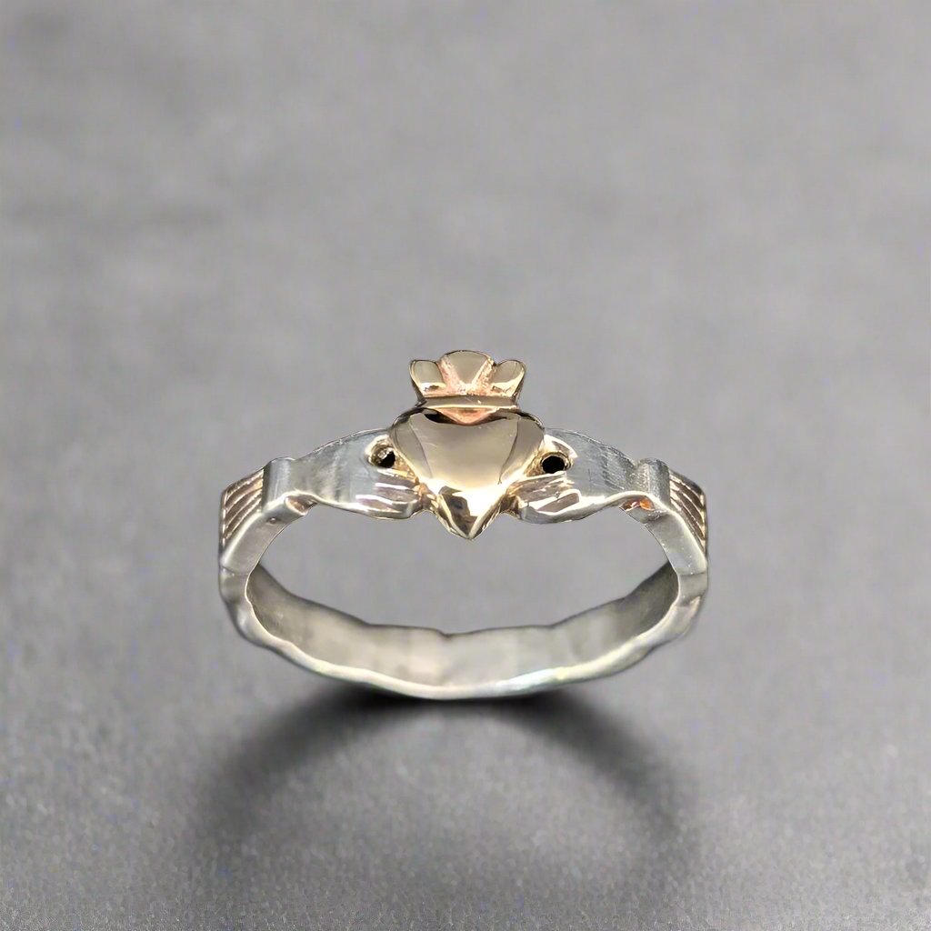 gold heart claddagh ring - doyle design dublin