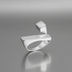 minimalist angular silver ring