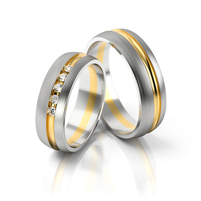 Two Tone offset Gold Groove Ring 6mm - Doyle Design Dublin