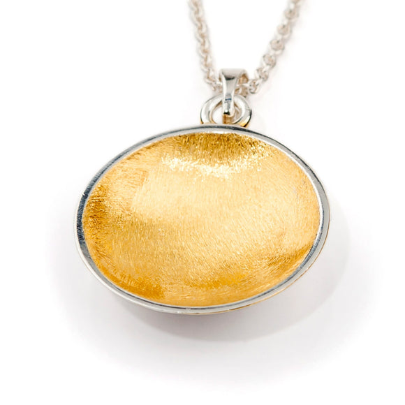 Brushed Bowl Pendant - Sterling silver & 22ct gold Vermeil (small) - Doyle Design Dublin