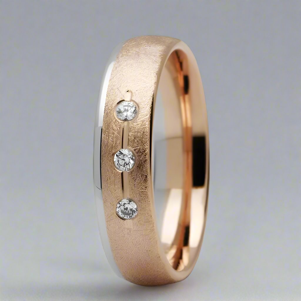 Rose & White Gold Diamond Set Ring - Doyle Design Dublin