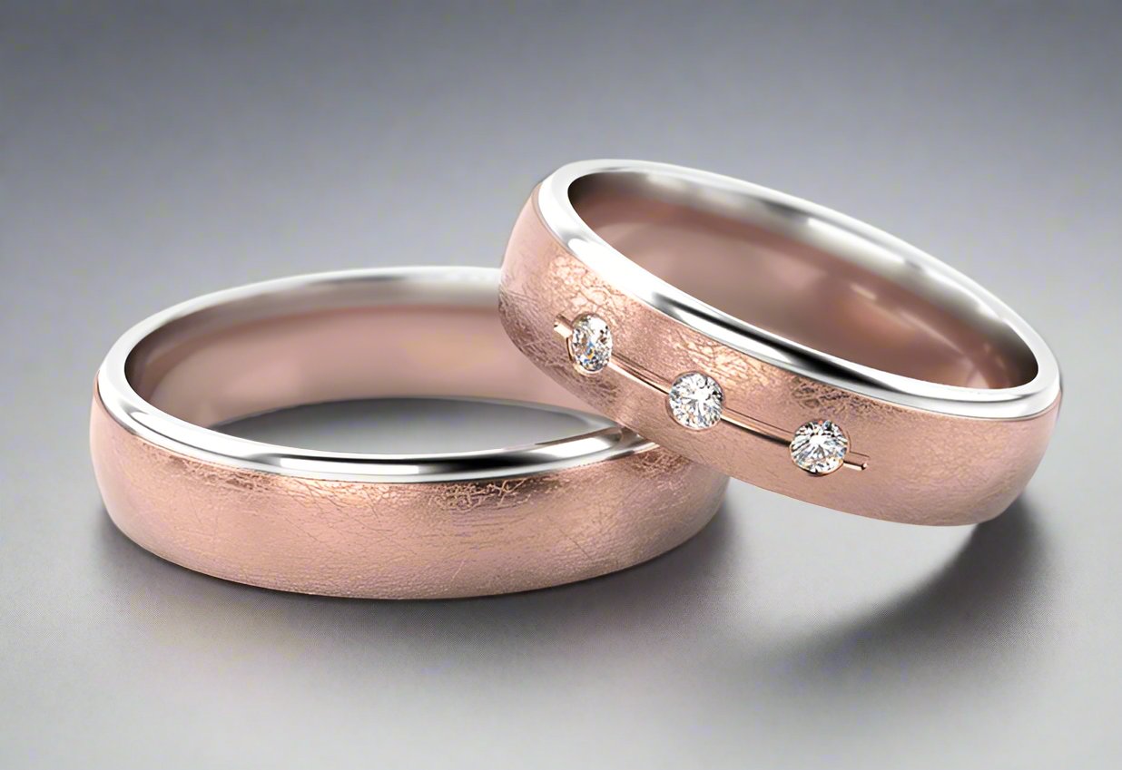 Rose & White Gold Diamond Set Ring - Doyle Design Dublin