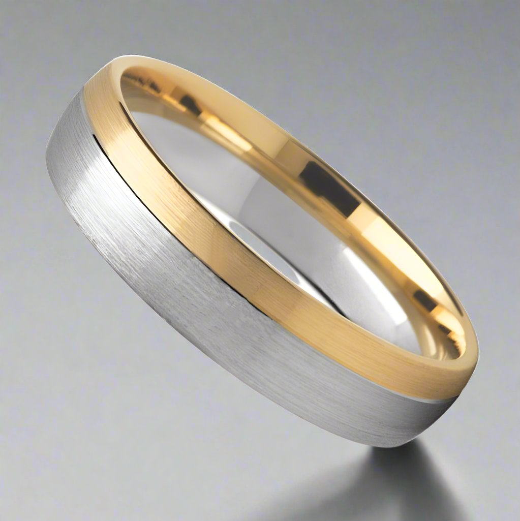 Offset Two Tone Brushed Finish Ring (4.5mm) - Doyle Design Dublin