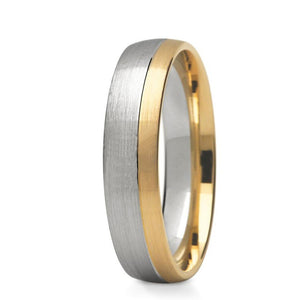 Offset Two Tone Brushed Finish Ring (4.5mm) - Doyle Design Dublin