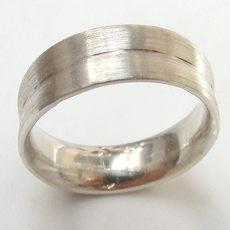 White Gold Concave Ring with Satin Finish (5mm) - Doyle Design Dublin