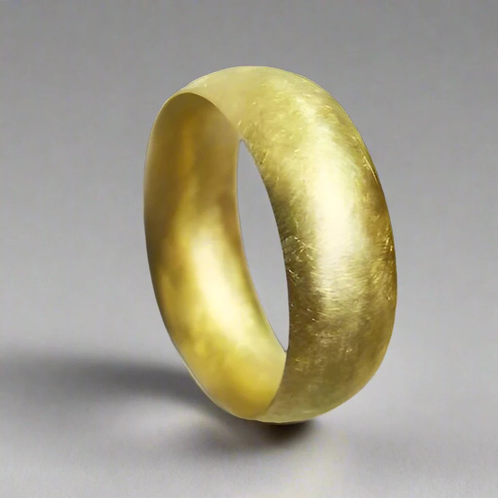 Gold Wedding Ring Court Shape with Random Scratch Finish - Doyle Design Dublin