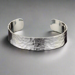 Sterling Silver 15mm Wide Hammered Torc Bracelet - Doyle Design Dublin