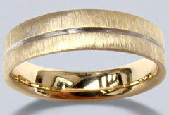 Gold Wedding Ring with Groove Detail & Scratch Finish (inside court) - Doyle Design Dublin