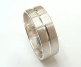 White Gold Mans Groove Ring with Emery Finish (7mm) - Doyle Design Dublin