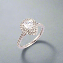 Pear Shaped Diamond Double Halo Ring - Doyle Design Dublin