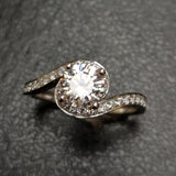 Crossover Style Halo Engagement Ring - Doyle Design Dublin
