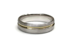 Two Tone offset Gold Groove Ring 6mm - Doyle Design Dublin