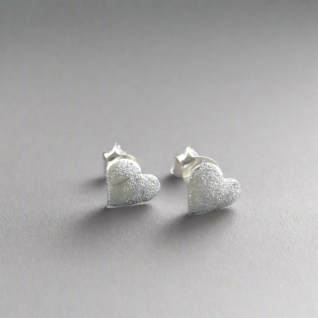 Frosted Heart Studs - Doyle Design Dublin